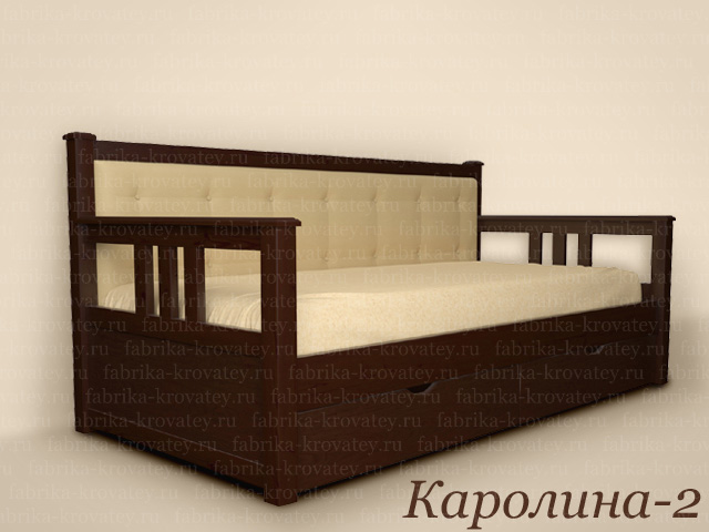 деревянная кровать с одной мягкой спинкой