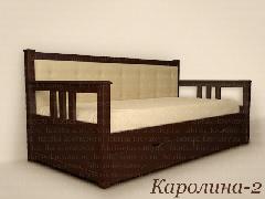 деревянная кровать с одной мягкой спинкой