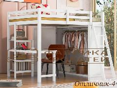 Двухъярусная кровать-чердак с рабочей зоной и шкафом