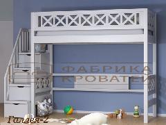 Детская кровать-чердак с высоким бортиком и лесенкой с перилами