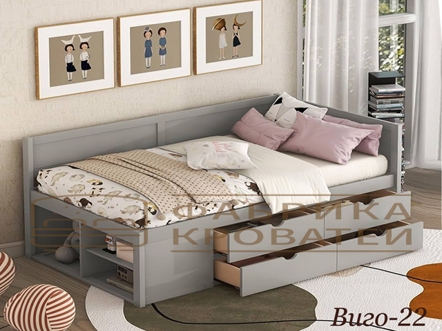 кровать с угловым изголовьем и с ящиками