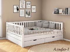 Односпальная кровать массив 3 спинки с ящиками